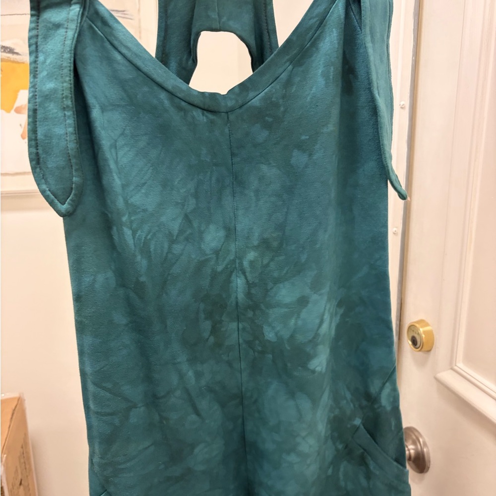 Teal Tie-Shoulder Jumpsuit